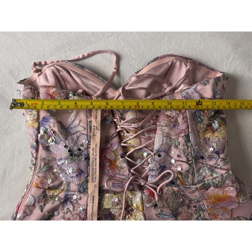 Oh Polly Floral Embroidered Sequin Corset Mini Dress & Pleated Maxi Skirt size 4 - Picture 8 of 10